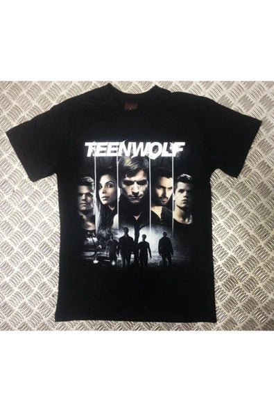 fame-stoned  Teen Wolf Dizi Baskılı Unisex %100 Pamuk Siyah T-shirt