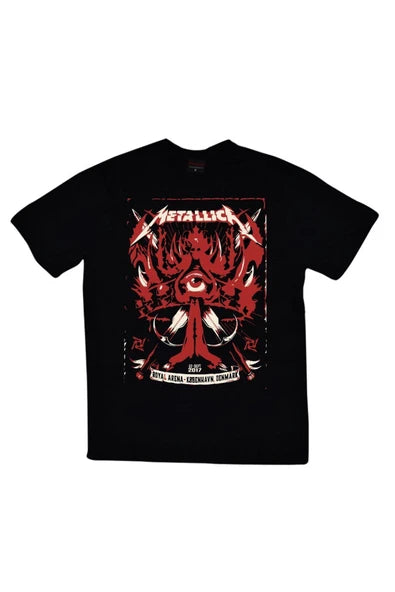 fame-stoned  Metallica Baskılı Unisex %100 Pamuk Siyah T-shirt