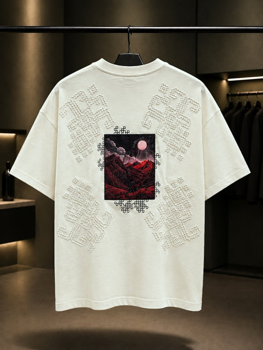 Kızıl Dağ Oversize Tişört – Krem arka