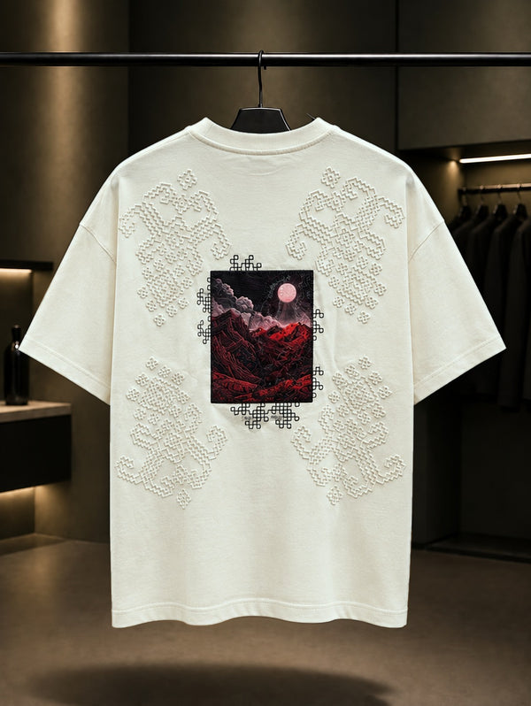 Kızıl Dağ Oversize Tişört – Krem arka