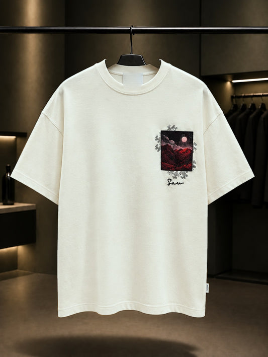 Kızıl Dağ Oversize Tişört – Krem ön