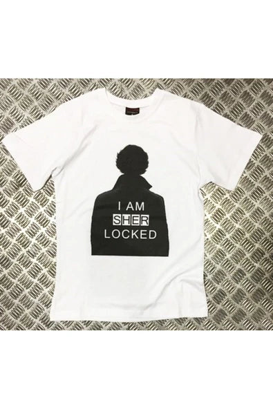 fame-stoned  Unisex Beyaz Sherlock Holmes Baskılı T-shirt
