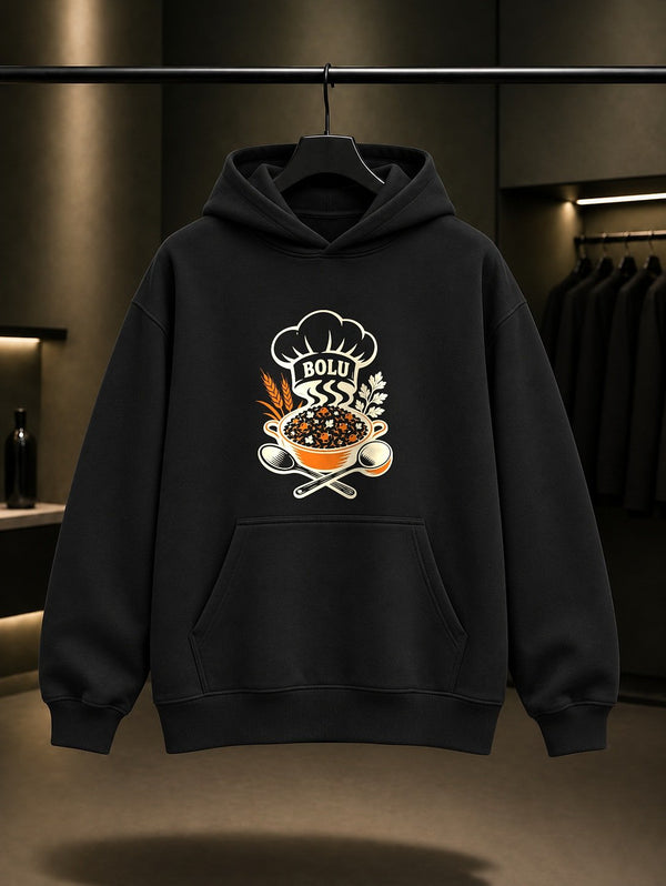 Bolu Mengen Pilavı Kapüşonlu Sweatshirt – Siyah