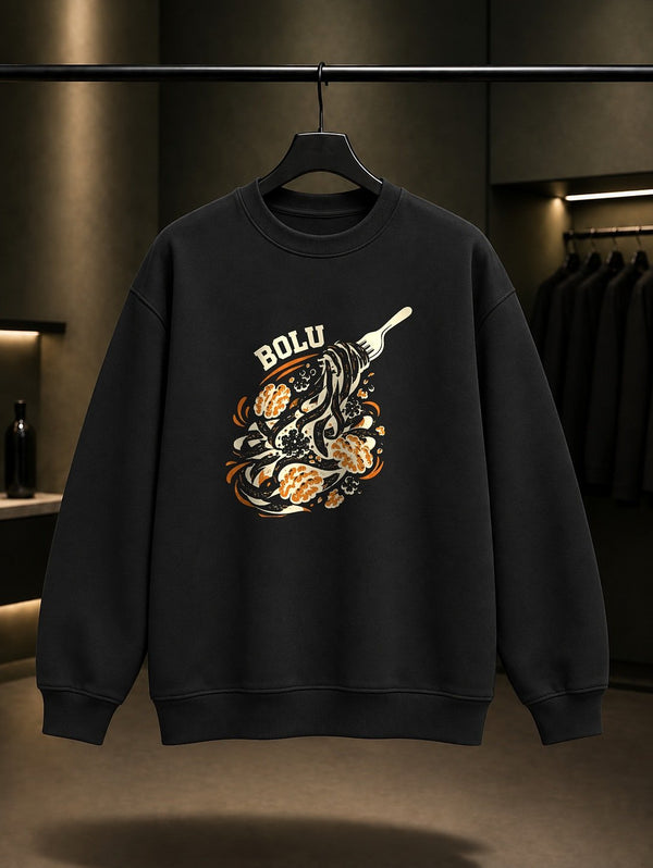 Bolu Keşli Cevizli Erişte Sweatshirt – Siyah