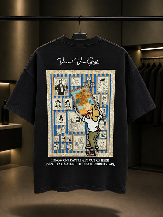 Van Gogh Galeri Oversize Tişört – Siyah arka