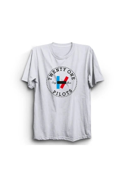 fame-stoned  Twenty One Pilots Baskılı Unisex %100 Pamuk Beyaz T-shirt