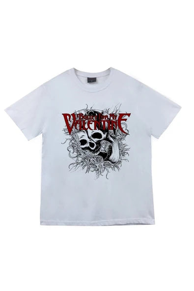 fame-stoned Bullet For My Valentine Baskılı Unisex %100 Pamuk Beyaz T-shirt