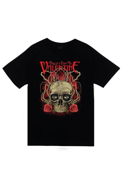 fame-stoned Bullet For My Valentine Baskılı Unisex %100 Pamuk Siyah T-shirt