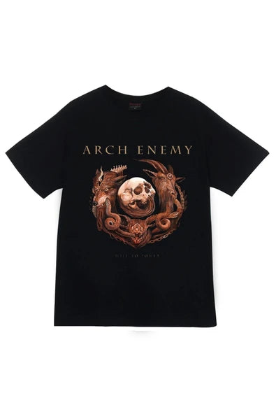 fame-stoned Arch Enemy Baskılı Unisex %100 Pamuk Siyah T-shirt