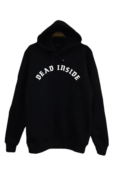 Fame Stoned baskılı siyah kapüşonlu sweatshirt