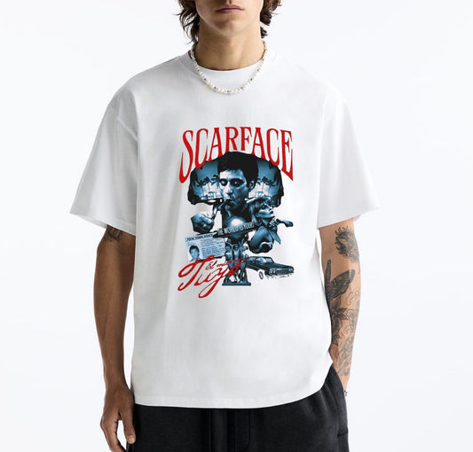Scarface - Tony Montana Baskılı Unisex %100 Pamuk T-shirt