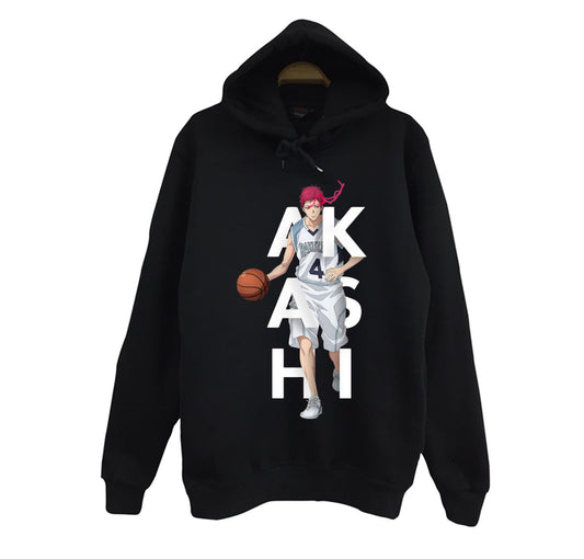 Kuroko no Basket - Seijūrō Akashi - Anime Baskılı Unisex %100 Pamuk Siyah Kapüşonlu Sweatshirt