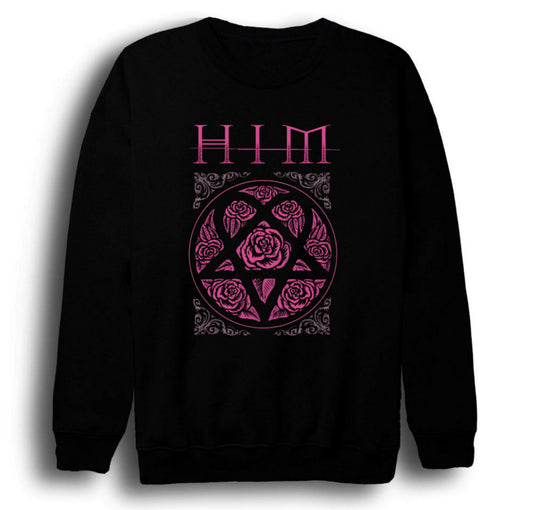 Him Baskılı Unisex %100 Pamuk Bisiklet Yaka Siyah Sweatshirt