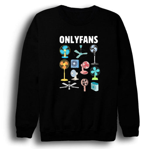 Onlyfans Baskılı Unisex %100 Pamuk Bisiklet Yaka Siyah Sweatshirt