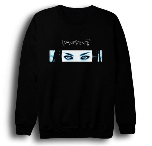 Evanescence Baskılı Unisex %100 Pamuk Bisiklet Yaka Siyah Sweatshirt