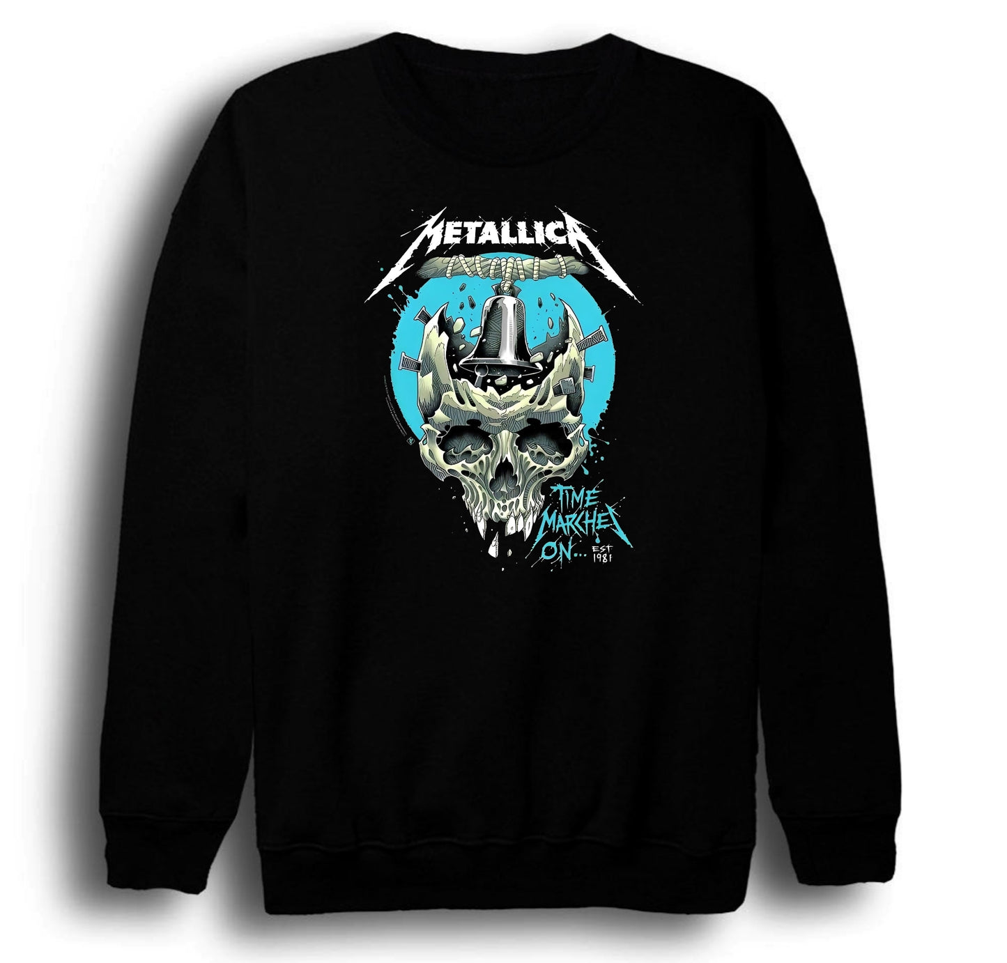 Metallica Baskılı %100 Pamuk Bisiklet Yaka Siyah Sweatshirt