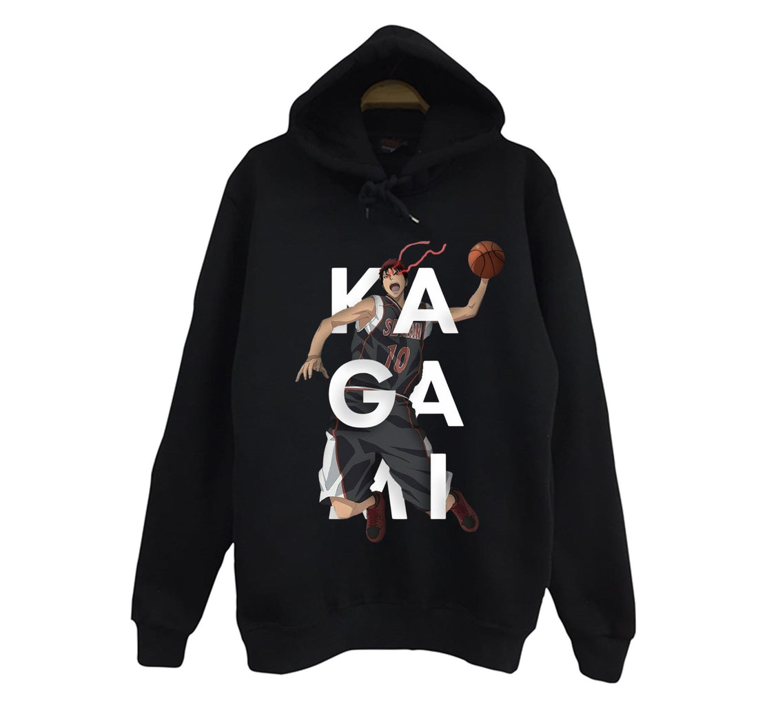 Kuroko no Basket - Taiga Kagami baskılı siyah kapüşonlu sweatshirt