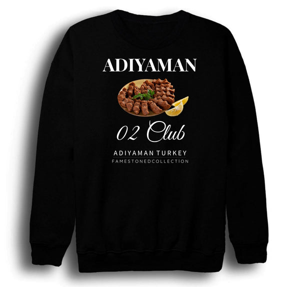 Adıyaman - 02 - Çiğköfte - Şehir baskılı siyah sweatshirt