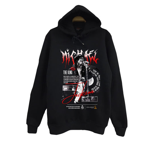 Michael Jackson Baskılı Unisex %100 Pamuk Siyah Kapüşonlu Sweatshirt