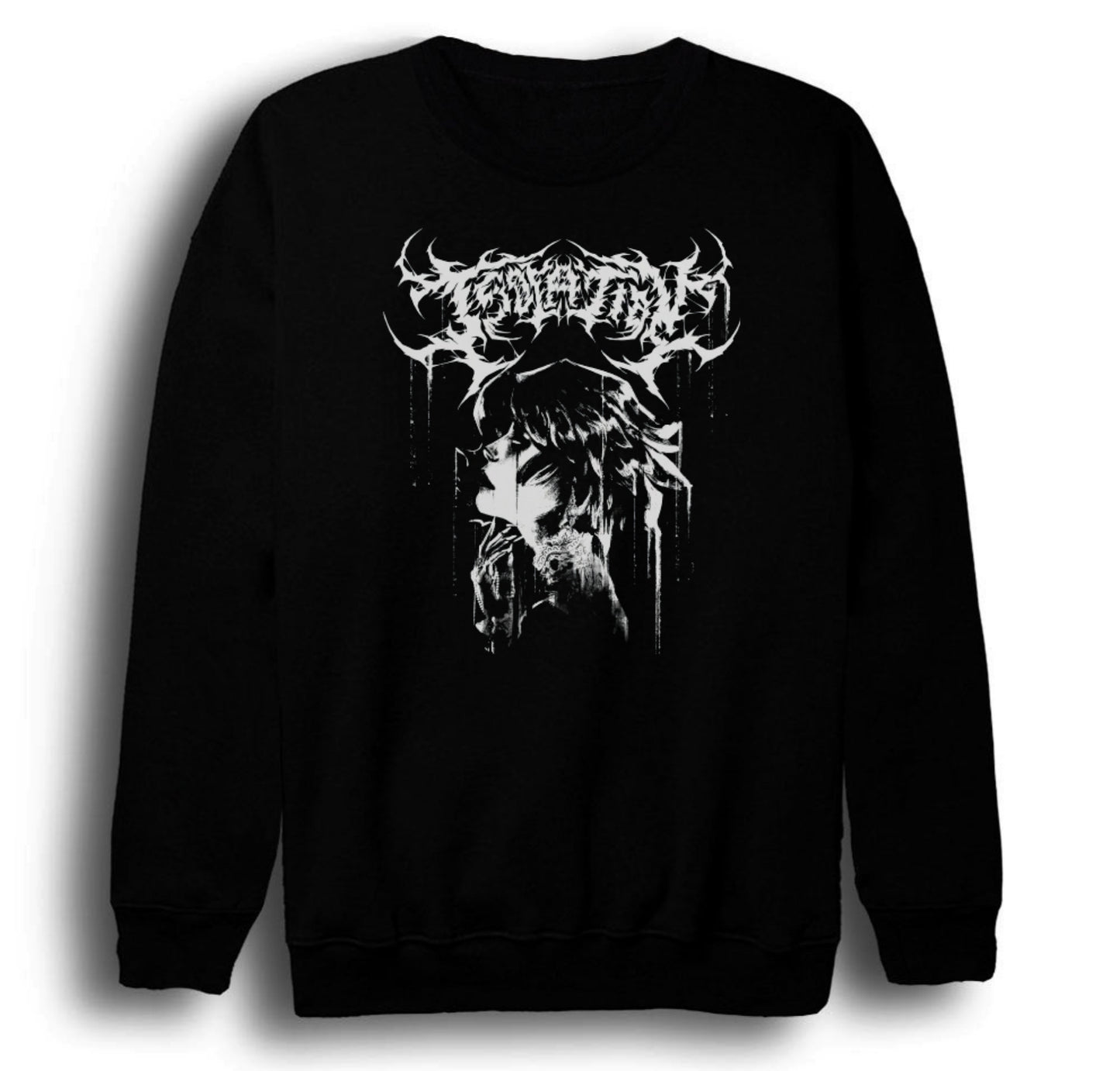 Gothic Baskılı Unisex %100 Pamuk Bisiklet Yaka Siyah Sweatshirt