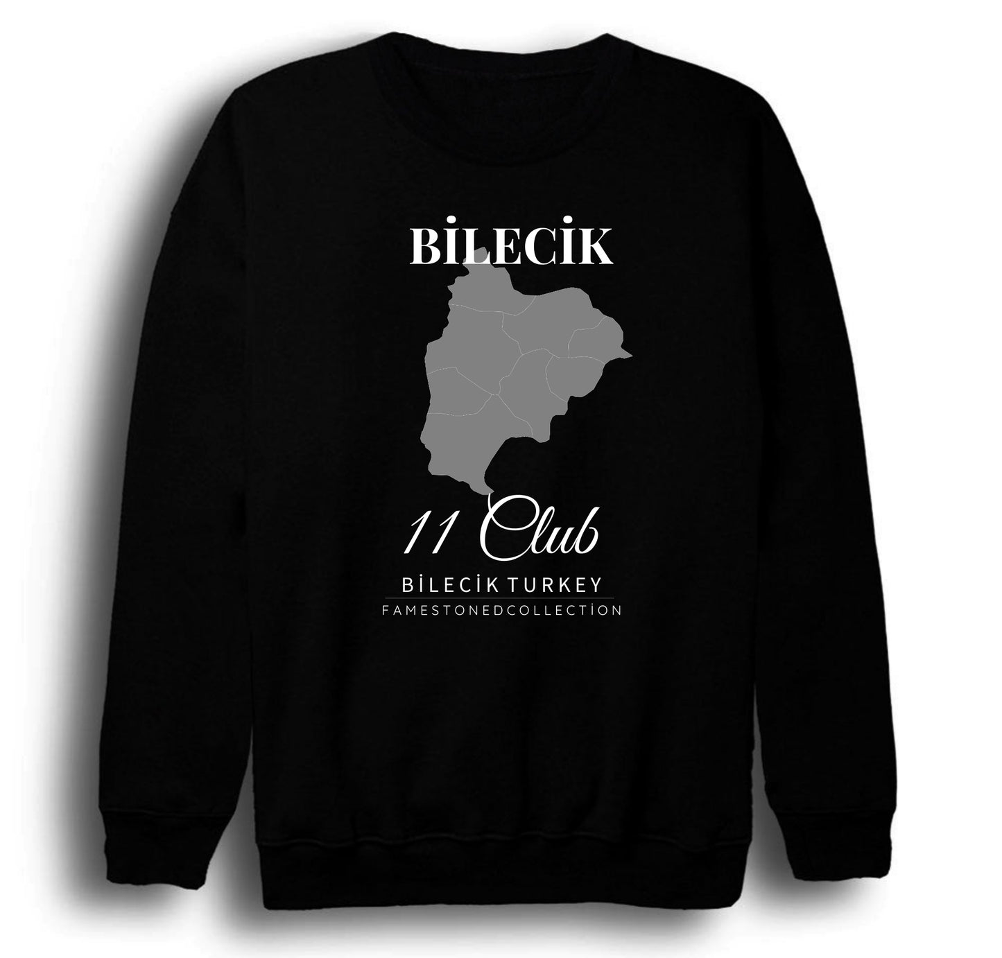 Bilecik - 11 - Soğüt - Osmanlı - Kültür Şehir Baskılı Unisex %100 Pamuk Bisiklet Yaka Siyah Sweatshirt