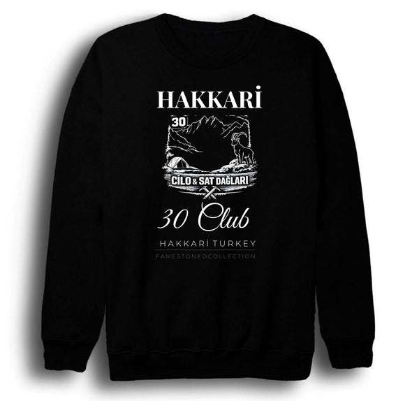 Hakkâri - 30 - Cilo - Sat - Şehir baskılı siyah sweatshirt