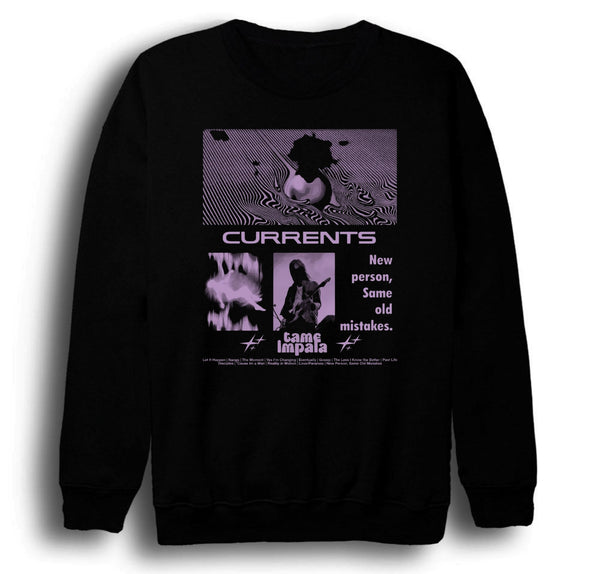 Tame Impala Müzik Grubu - Currents baskılı siyah sweatshirt