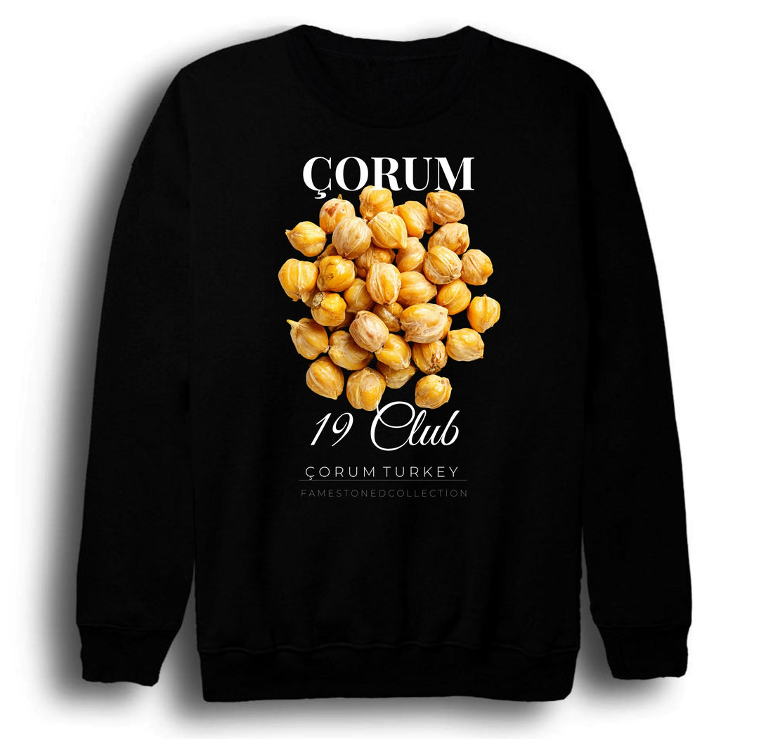 Çorum - 19 - Leblebi - Hattuşa - Şehir baskılı siyah sweatshirt