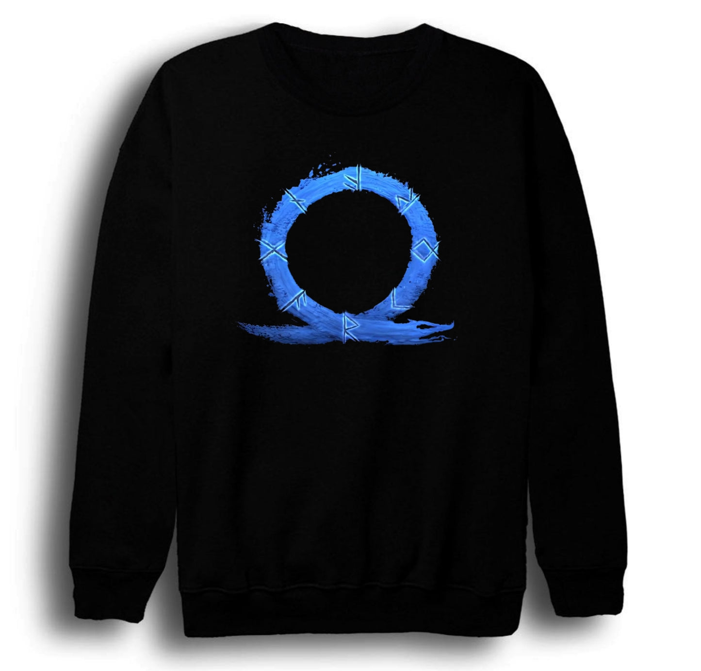 God Of War - Oyun Baskılı Unisex %100 Pamuk Bisiklet Yaka Siyah Sweatshirt
