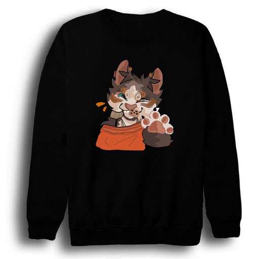 Therian Baskılı Unisex %100 Pamuk Bisiklet Yaka Siyah Sweatshirt