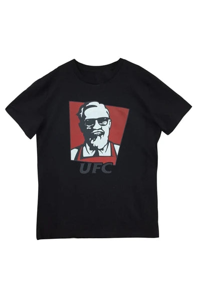 fame-stoned  Ufc Baskılı Unisex Siyah %100 Pamuk T-shirt