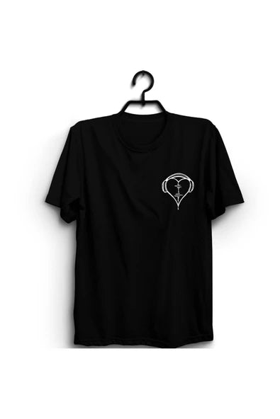 fame-stoned  Mavi Kulaklık Kalp Ritim Müzik Baskılı T-shirt