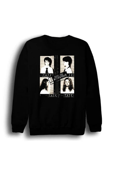 fame-stoned T.A.T.u. - Müzik Grubu Baskılı Unisex %100 Pamuk Bisiklet Yaka Siyah Sweatshirt
