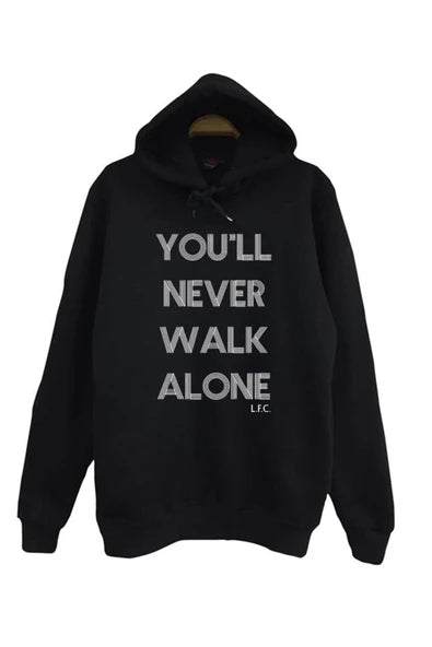 Liverpool FC baskılı siyah kapüşonlu sweatshirt