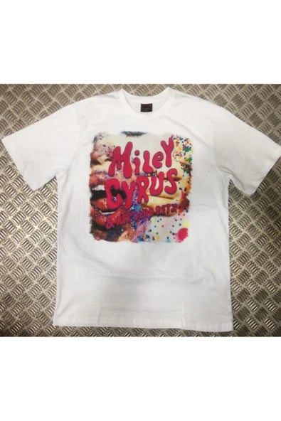 fame-stoned Mıley Cyrus Baskılı T-shirt