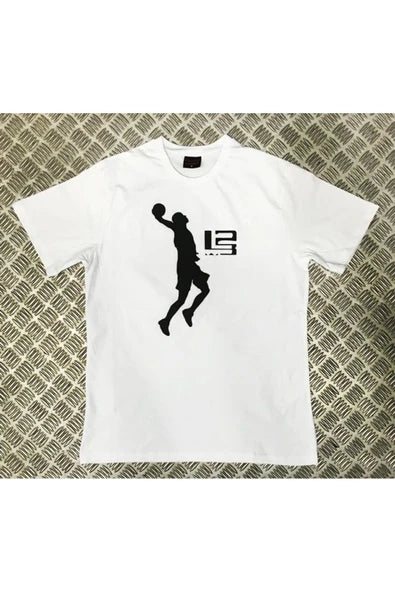 fame-stoned  Lebron James Baskılı Unisex %100 Pamuk Beyaz T-shirt