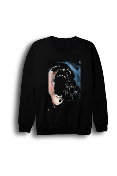Pink Floyd Ay ışığında kükreyen siyah baskılı siyah sweatshirt