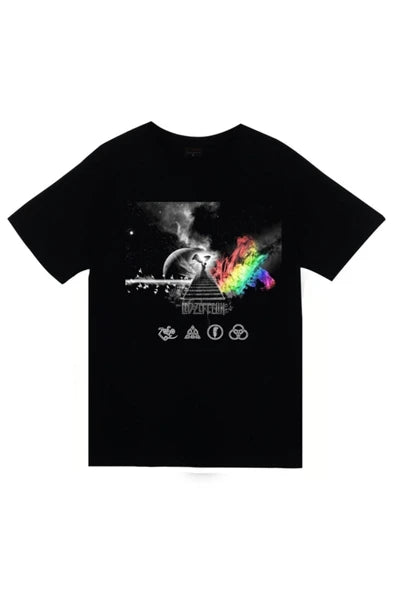 fame-stoned Led Zeppelin Baskılı Unisex %100 Pamuk Siyah T-shirt