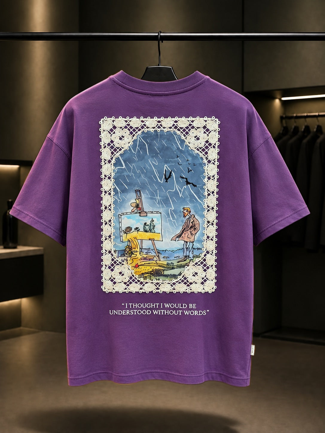 Sözsüz Anlaşılmak Oversize Tişört – Mor arka