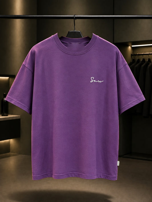 Sözsüz Anlaşılmak Oversize Tişört – Mor ön