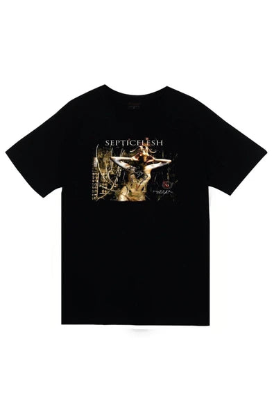 fame-stoned Septicflesh Baskılı Unisex %100 Pamuk Siyah T-shirt