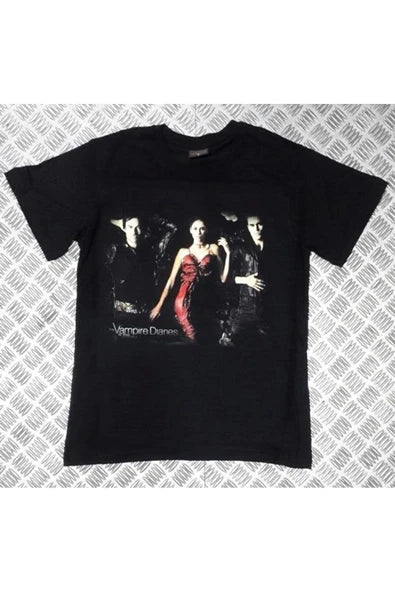 fame-stoned  The Vampire Diaries Baskılı Unisex Siyah %100 Pamuk T-shirt