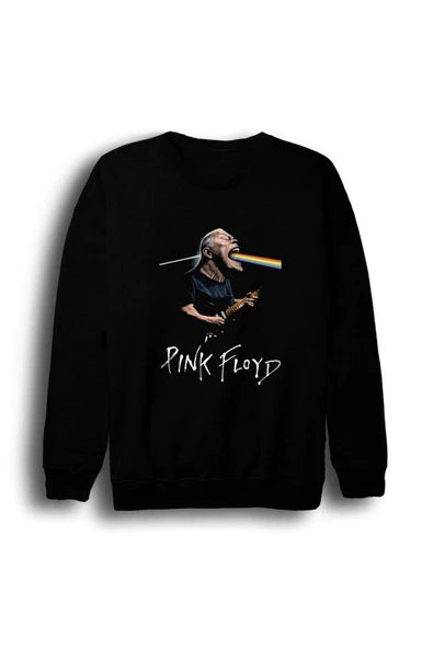 Pink Floyd baskılı siyah sweatshirt