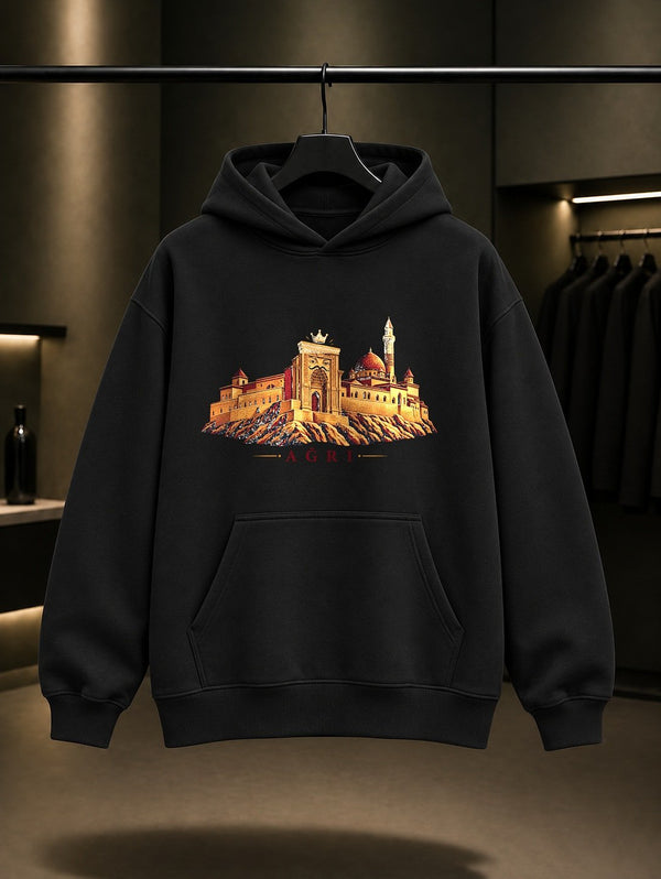 Ağrı İshak Paşa Sarayı Kapüşonlu Sweatshirt – Siyah