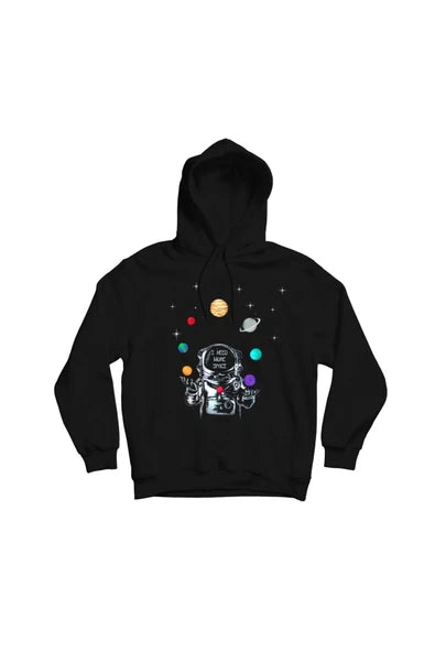fame-stoned Astronot Gezegenler Baskılı Kapşonlu Sweatshirt