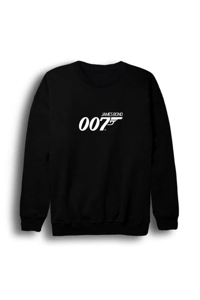 fame-stoned 007  Unisex James Bond Baskılı Bisiklet Yaka Sweatshirt