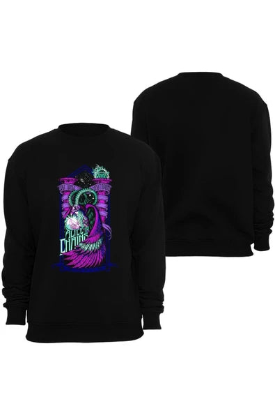 Alice In Chains Neon mor-pembe yılan baskılı siyah sweatshirt