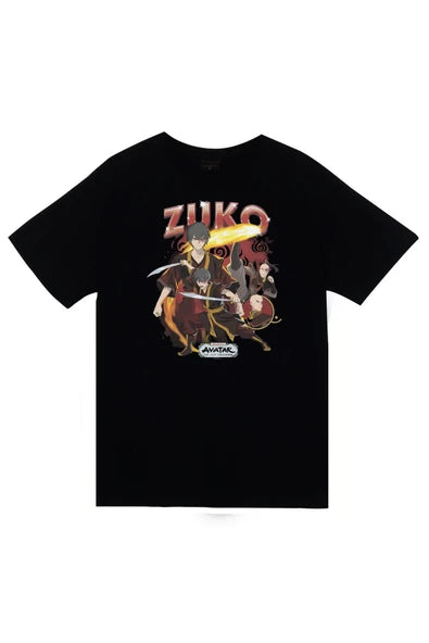 fame-stoned Avatar The Last Airbender Zuko Baskılı %100 Pamuk Unisex Siyah T-Shirt