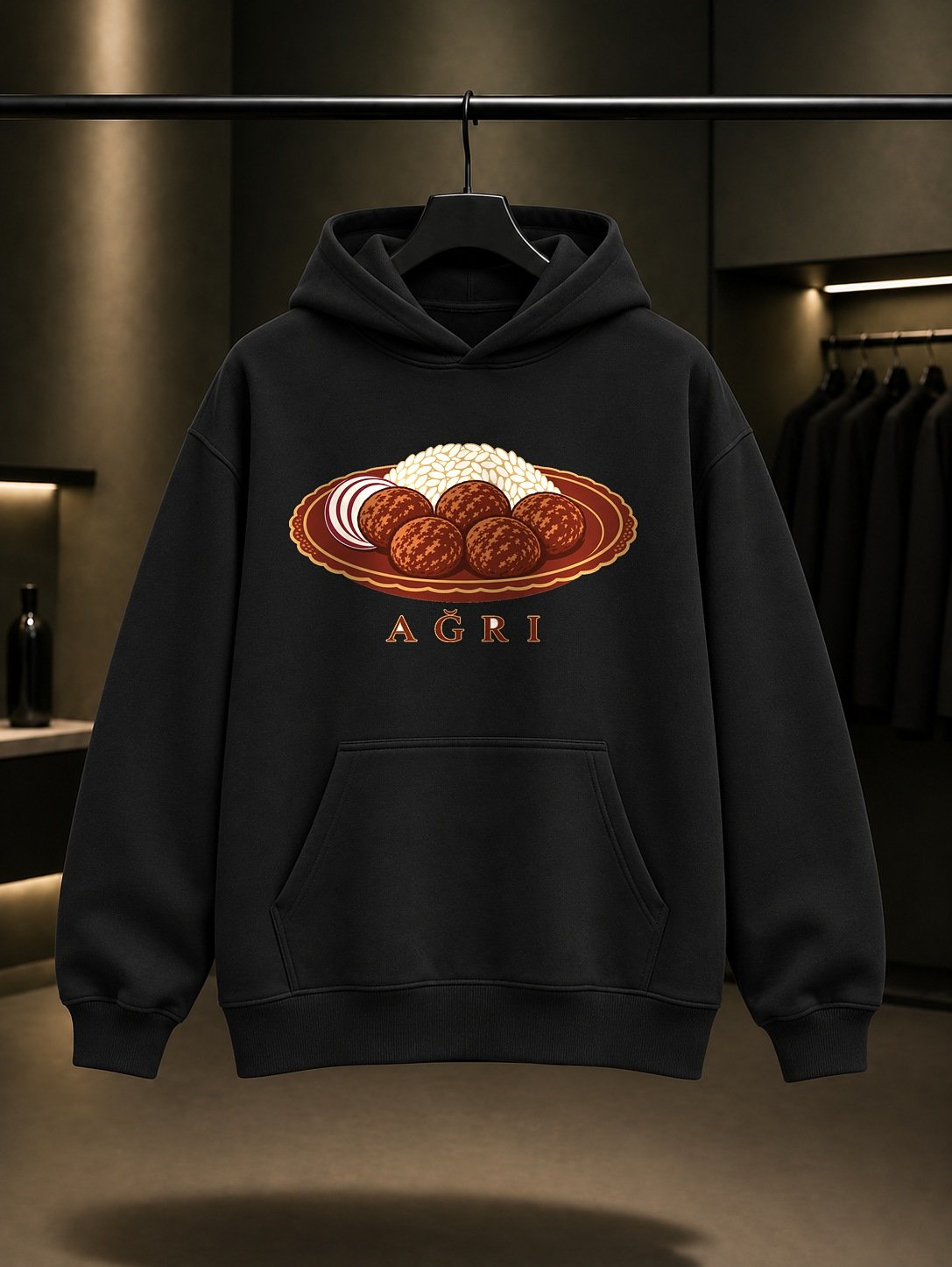 Ağrı Abdigör Köftesi Kapüşonlu Sweatshirt – Siyah