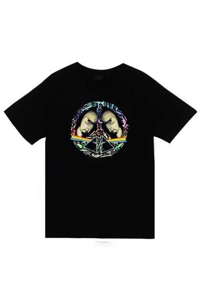 fame-stoned Pink Floyd Baskılı Unisex %100 Pamuk Siyah T-shirt